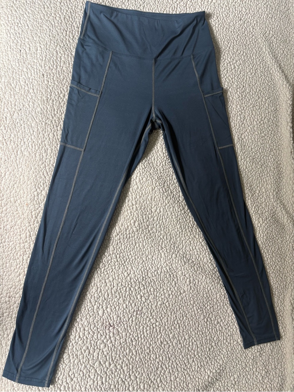 Tuff Athletics Slate Blue High-Rise Leggings with Side Pockets